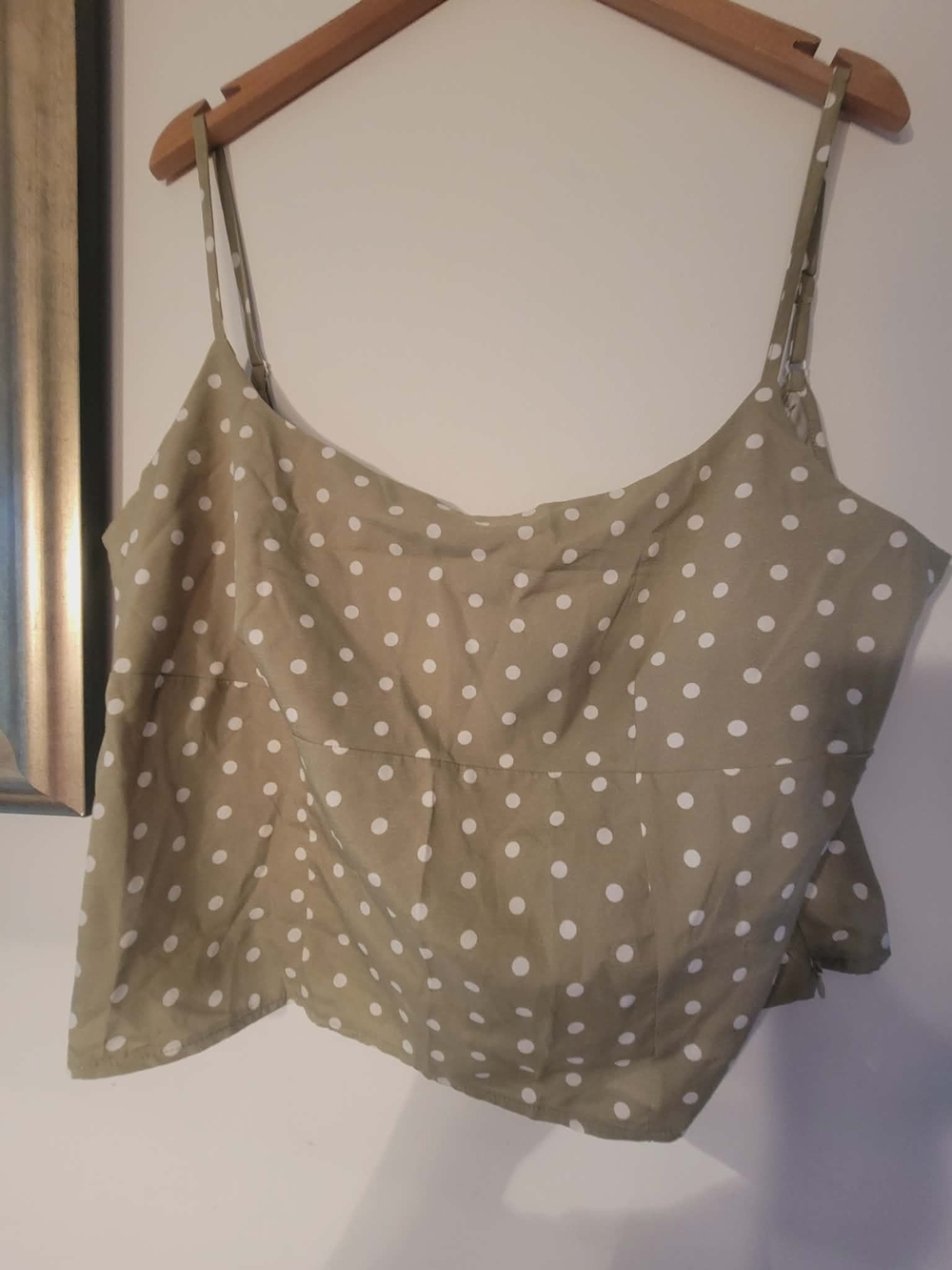 SHEIN Olive Green Polka Dot Spaghetti Strap Cami